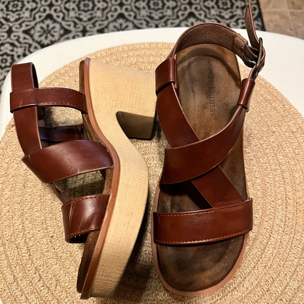 Pierre Dumas Tan Wedge Sandals